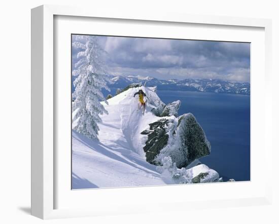 Skier Atop a Mountain-null-Framed Photographic Print