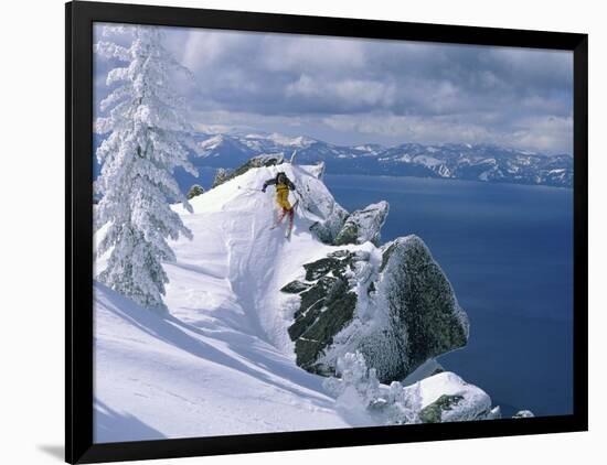 Skier Atop a Mountain-null-Framed Photographic Print