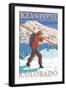 Skier Carrying - Keystone, Colorado, c.2008-Lantern Press-Framed Art Print