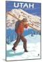 Skier Carrying Skis - Utah-null-Mounted Poster