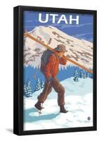 Skier Carrying Skis - Utah-null-Framed Poster