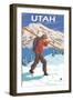 Skier Carrying Skis - Utah-Lantern Press-Framed Art Print