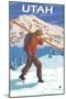 Skier Carrying Skis - Utah-Lantern Press-Mounted Art Print