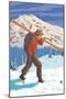 Skier Carrying Skis-Lantern Press-Mounted Art Print