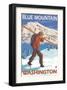Skier Carrying Snow Skis, Blue Mountain, Washington-null-Framed Art Print