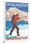Skier Carrying Snow Skis, Crystal Mountain, Washington-Lantern Press-Framed Art Print
