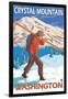 Skier Carrying Snow Skis, Crystal Mountain, Washington-Lantern Press-Framed Art Print