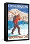 Skier Carrying Snow Skis, Crystal Mountain, Washington-Lantern Press-Framed Stretched Canvas