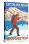 Skier Carrying Snow Skis, Crystal Mountain, Washington-Lantern Press-Stretched Canvas