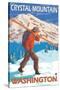 Skier Carrying Snow Skis, Crystal Mountain, Washington-Lantern Press-Stretched Canvas