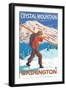 Skier Carrying Snow Skis, Crystal Mountain, Washington-Lantern Press-Framed Art Print