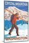 Skier Carrying Snow Skis, Crystal Mountain, Washington-Lantern Press-Mounted Art Print