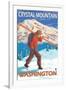 Skier Carrying Snow Skis, Crystal Mountain, Washington-Lantern Press-Framed Art Print