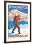 Skier Carrying Snow Skis, Crystal Mountain, Washington-Lantern Press-Framed Art Print