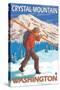 Skier Carrying Snow Skis, Crystal Mountain, Washington-Lantern Press-Stretched Canvas