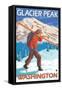 Skier Carrying Snow Skis, Glacier Peak, Washington-Lantern Press-Framed Stretched Canvas