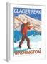 Skier Carrying Snow Skis, Glacier Peak, Washington-Lantern Press-Framed Art Print