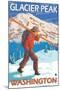Skier Carrying Snow Skis, Glacier Peak, Washington-Lantern Press-Mounted Art Print