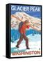 Skier Carrying Snow Skis, Glacier Peak, Washington-Lantern Press-Framed Stretched Canvas