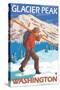 Skier Carrying Snow Skis, Glacier Peak, Washington-Lantern Press-Stretched Canvas