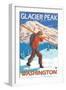 Skier Carrying Snow Skis, Glacier Peak, Washington-Lantern Press-Framed Art Print