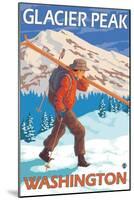 Skier Carrying Snow Skis, Glacier Peak, Washington-Lantern Press-Mounted Art Print