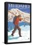 Skier Carrying Snow Skis, Idaho-null-Framed Poster