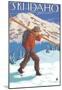 Skier Carrying Snow Skis, Idaho-null-Mounted Poster