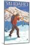 Skier Carrying Snow Skis, Idaho-Lantern Press-Mounted Art Print