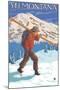 Skier Carrying Snow Skis, Montana-Lantern Press-Mounted Art Print