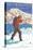 Skier Carrying Snow Skis, Montana-Lantern Press-Stretched Canvas
