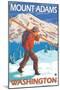 Skier Carrying Snow Skis, Mount Adams, Washington-Lantern Press-Mounted Art Print