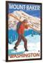 Skier Carrying Snow Skis, Mount Baker, Washington-Lantern Press-Framed Art Print