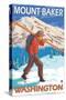 Skier Carrying Snow Skis, Mount Baker, Washington-Lantern Press-Stretched Canvas