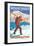 Skier Carrying Snow Skis, Mount Baker, Washington-Lantern Press-Framed Art Print