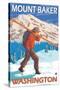 Skier Carrying Snow Skis, Mount Baker, Washington-Lantern Press-Stretched Canvas