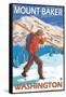 Skier Carrying Snow Skis, Mount Baker, Washington-Lantern Press-Framed Stretched Canvas