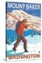 Skier Carrying Snow Skis, Mount Baker, Washington-Lantern Press-Stretched Canvas