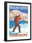Skier Carrying Snow Skis, Mount Hood, OR-Lantern Press-Framed Art Print