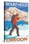 Skier Carrying Snow Skis, Mount Hood, OR-Lantern Press-Stretched Canvas