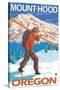 Skier Carrying Snow Skis, Mount Hood, OR-Lantern Press-Stretched Canvas