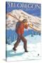 Skier Carrying Snow Skis, Oregon-Lantern Press-Stretched Canvas