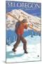 Skier Carrying Snow Skis, Oregon-Lantern Press-Mounted Art Print
