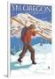 Skier Carrying Snow Skis, Oregon-Lantern Press-Framed Art Print