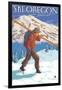 Skier Carrying Snow Skis, Oregon-Lantern Press-Framed Art Print