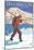 Skier Carrying Snow Skis, Oregon-Lantern Press-Mounted Art Print