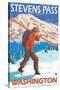 Skier Carrying Snow Skis, Stevens Pass, Washington-Lantern Press-Stretched Canvas