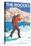 Skier Carrying Snow Skis, The Rockies-Lantern Press-Stretched Canvas