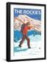 Skier Carrying Snow Skis, The Rockies-Lantern Press-Framed Art Print