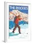 Skier Carrying Snow Skis, The Rockies-Lantern Press-Framed Art Print
